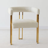 Mia 24" Modern Gold Chenille Dining Chair with Arms (Set of 4)