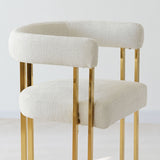 Mia 24" Modern Gold Chenille Dining Chair with Arms (Set of 2)