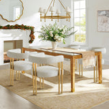 Mia 24" Modern Gold Chenille Dining Chair with Arms (Set of 4)