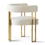 Mia 24" Modern Gold Chenille Dining Chair with Arms (Set of 4)