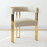 Mia 24" Modern Gold Chenille Dining Chair with Arms (Set of 2)