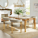 Mia 24" Modern Gold Chenille Dining Chair with Arms (Set of 2)