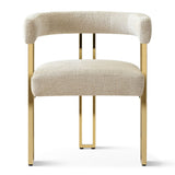 Mia 24" Modern Gold Chenille Dining Chair with Arms (Set of 4)
