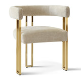 Mia 24" Modern Gold Chenille Dining Chair with Arms (Set of 2)