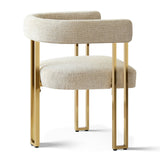 Mia 24" Modern Gold Chenille Dining Chair with Arms (Set of 4)