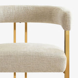 Mia 24" Modern Gold Chenille Dining Chair with Arms (Set of 2)