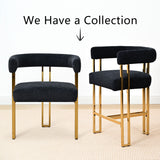 Mia 24" Modern Gold Chenille Dining Chair with Arms (Set of 6)