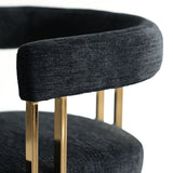 Mia 24" Modern Gold Chenille Dining Chair with Arms (Set of 6)