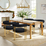 Mia 24" Modern Gold Chenille Dining Chair with Arms (Set of 2)