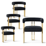 Mia 24" Modern Gold Chenille Dining Chair with Arms (Set of 6)