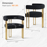 Mia 24" Modern Gold Chenille Dining Chair with Arms (Set of 6)