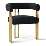 Mia 24" Modern Gold Chenille Dining Chair with Arms (Set of 4)