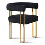 Mia 24" Modern Gold Chenille Dining Chair with Arms (Set of 4)
