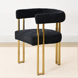 Mia 24" Modern Gold Chenille Dining Chair with Arms (Set of 2)