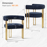 Mia 24" Modern Gold Chenille Dining Chair with Arms (Set of 4)