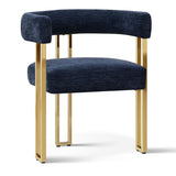 Mia 24" Modern Gold Chenille Dining Chair with Arms (Set of 4)