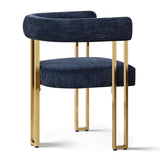 Mia 24" Modern Gold Chenille Dining Chair with Arms (Set of 2)