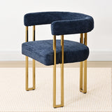 Mia 24" Modern Gold Chenille Dining Chair with Arms (Set of 2)