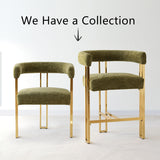 Mia 24" Modern Gold Chenille Dining Chair with Arms (Set of 2)
