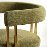 Mia 24" Modern Gold Chenille Dining Chair with Arms (Set of 2)