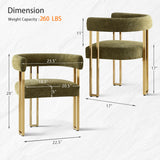 Mia 24" Modern Gold Chenille Dining Chair with Arms (Set of 4)