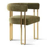 Mia 24" Modern Gold Chenille Dining Chair with Arms (Set of 2)