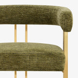 Mia 24" Modern Gold Chenille Dining Chair with Arms (Set of 4)