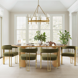 Mia 24" Modern Gold Chenille Dining Chair with Arms (Set of 6)