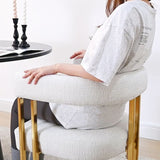 Mia 24" Modern Gold Chenille Dining Chair with Arms (Set of 2)