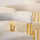Mia Modern Gold Chenille Dining Chair with Arms (Set of 6)