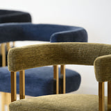 Mia 24" Modern Gold Chenille Dining Chair with Arms (Set of 4)