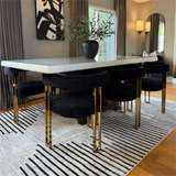 Mia 24" Modern Gold Chenille Dining Chair with Arms (Set of 4)