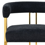 Mia 24" Modern Gold Chenille Counter Stool with Arms (Set of 3)