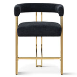 Mia 24" Modern Gold Chenille Counter Stool with Arms (Set of 3)