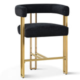 Mia 24" Modern Gold Chenille Counter Stool with Arms (1-piece)