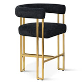 Mia 24" Modern Gold Chenille Counter Stool with Arms (1-piece)