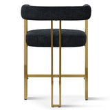 Mia 24" Modern Gold Chenille Counter Stool with Arms (Set of 3)
