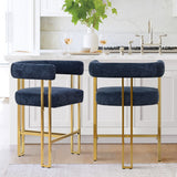 Mia 24" Modern Gold Chenille Counter Stool with Arms (1-piece)