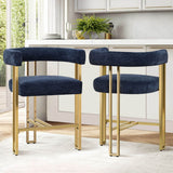 Mia 24" Modern Gold Chenille Counter Stool with Arms (1-piece)