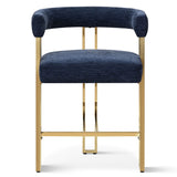Mia 24" Modern Gold Chenille Counter Stool with Arms (1-piece)