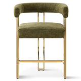 Mia 24" Modern Gold Chenille Counter Stool with Arms (1-piece)