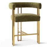 Mia 24" Modern Gold Chenille Counter Stool with Arms (1-piece)