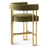 Mia 24" Modern Gold Chenille Counter Stool with Arms (Set of 3)