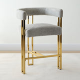 Mia 24" Modern Gold Chenille Counter Stool with Arms (1-piece)