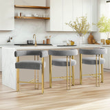 Mia 24" Modern Gold Chenille Counter Stool with Arms (1-piece)