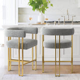 Mia 24" Modern Gold Chenille Counter Stool with Arms (1-piece)