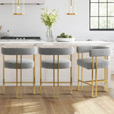 Mia 24" Modern Gold Chenille Counter Stool with Arms (1-piece)