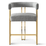 Mia 24" Modern Gold Chenille Counter Stool with Arms (1-piece)