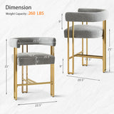 Mia 24" Modern Gold Chenille Counter Stool with Arms (1-piece)
