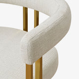 Mia 24" Modern Gold Chenille Counter Stool with Arms (Set of 3)